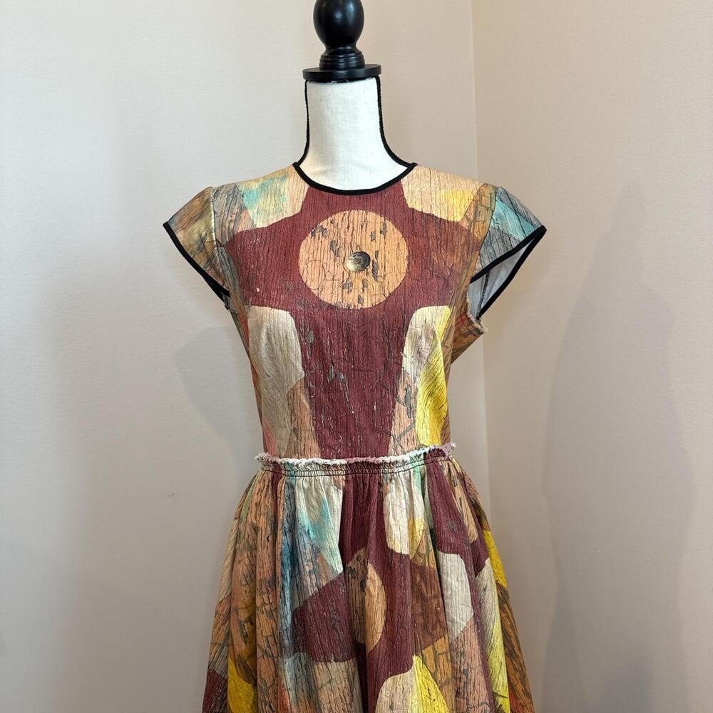 Multicolored patchwork midi dress - Picture 2 of 6